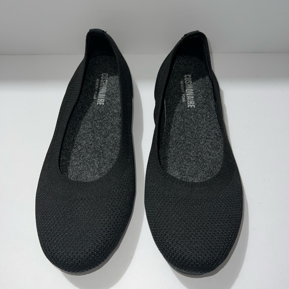 CUSHIONAIRE Women's Knit Flats Size 7M Black – Memory Foam Comfort Shoes